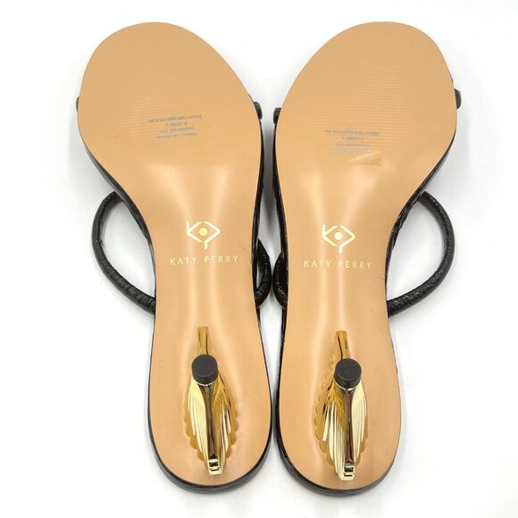Katy Perry Womens Size 7.5 The Scalloped Gold Shell Heels Sandals Shoes - Picture 8 of 13